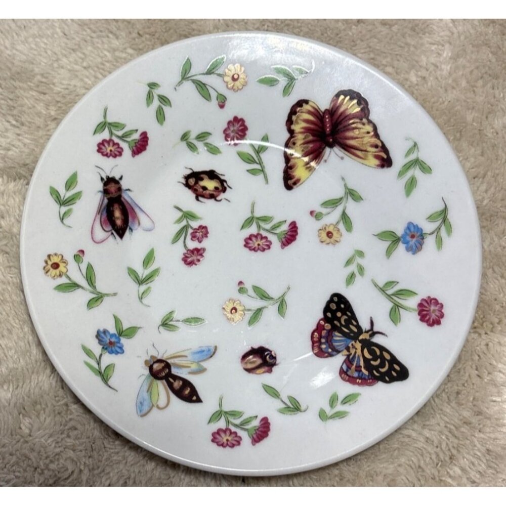 Teaopia Butterfly Tea Cup & Saucer Set of 2 Porcelain Bees Floral - Picture 4 of 13